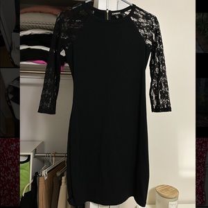 Express black lace sleeve MIDI dress